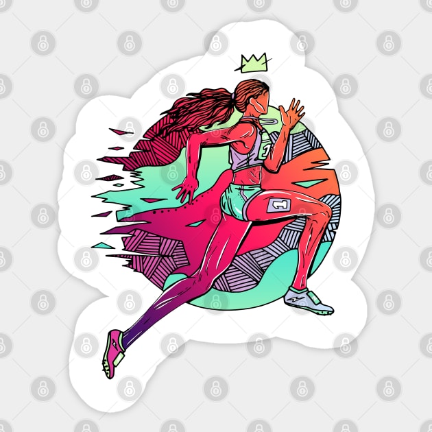 Blue Red Blend No 1 Track and Field Runner Sticker by kenallouis